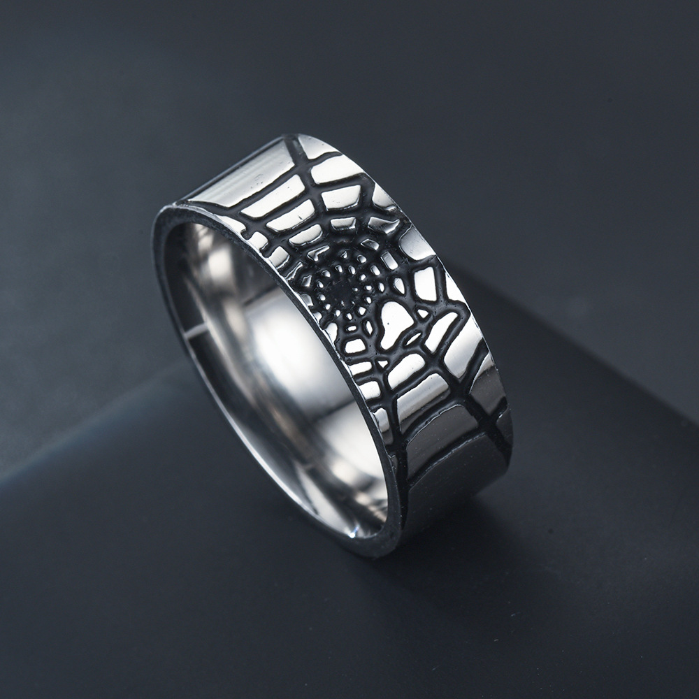 Men Accessories Silver - Anello semplice in ragnatela in acciaio