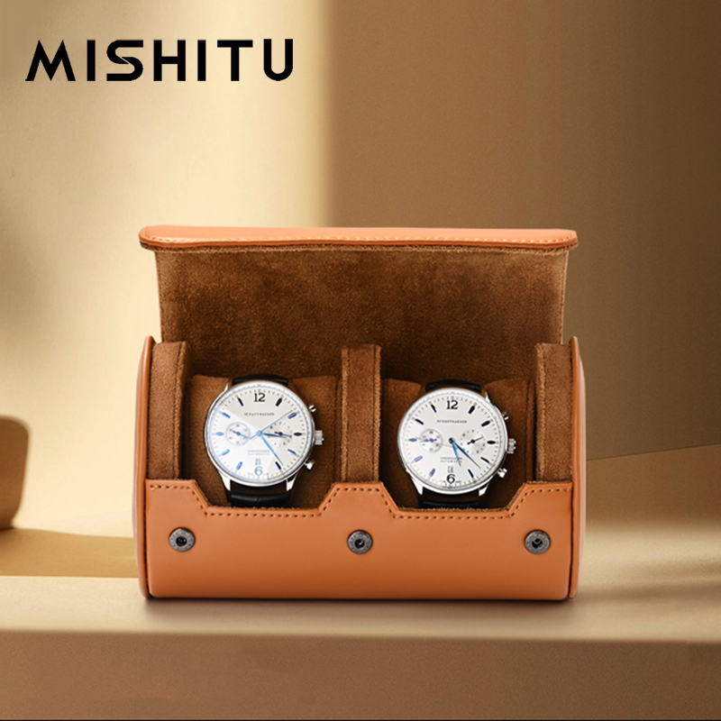 Men Accessories Gift Box - MISHITU 1/2/3-Slot Orologio Rotolo di Immagazzinaggio